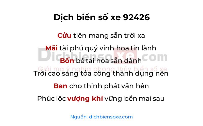 Dịch thơ biển số 92426