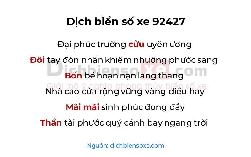 Dịch thơ biển số 92427