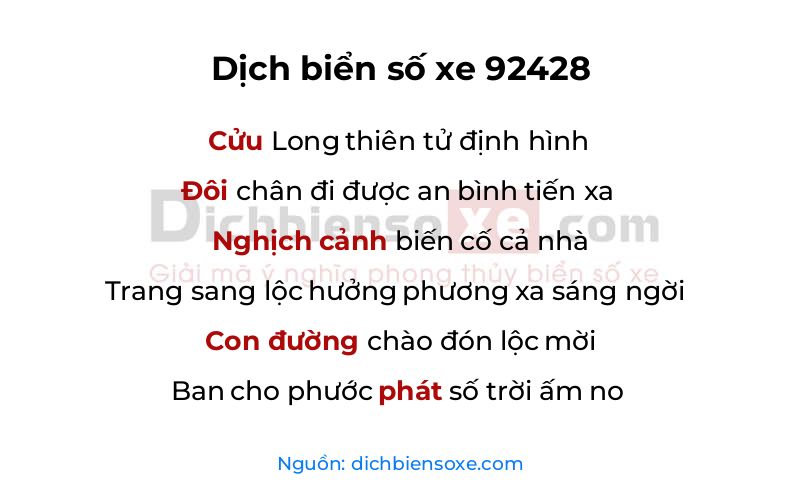 Dịch thơ biển số 92428