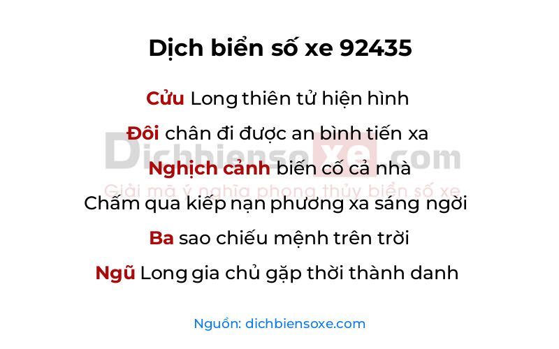 Dịch thơ biển số 92435