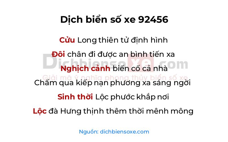 Dịch thơ biển số 92456