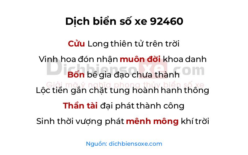 Dịch thơ biển số 92460