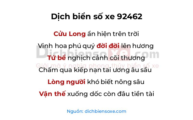 Dịch thơ biển số 92462