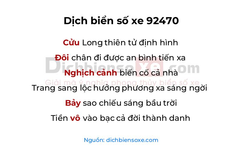 Dịch thơ biển số 92470