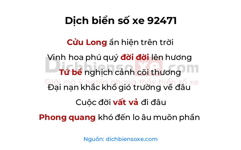 Dịch thơ biển số 92471