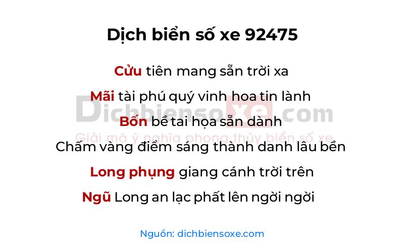 Dịch thơ biển số 92475