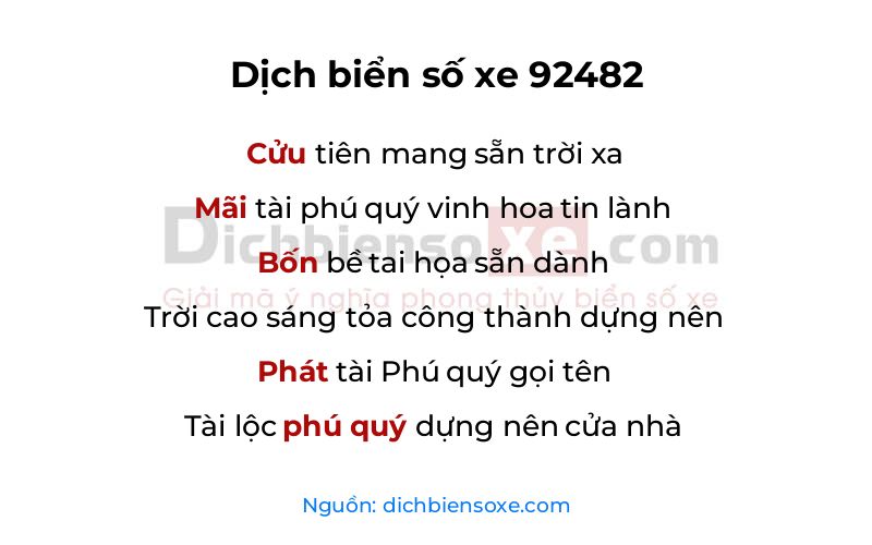 Dịch thơ biển số 92482