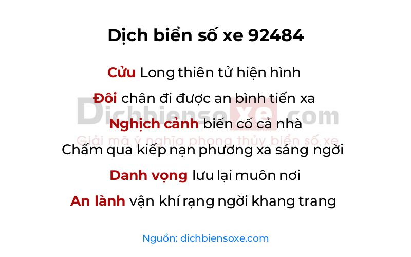 Dịch thơ biển số 92484