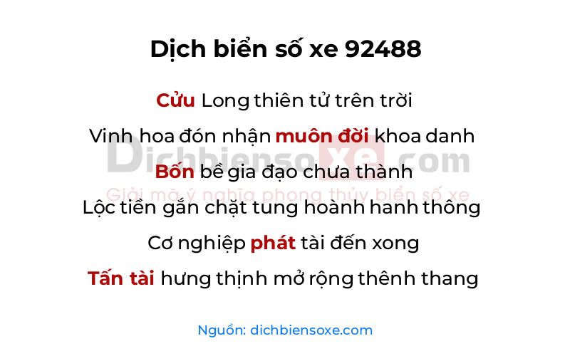 Dịch thơ biển số 92488