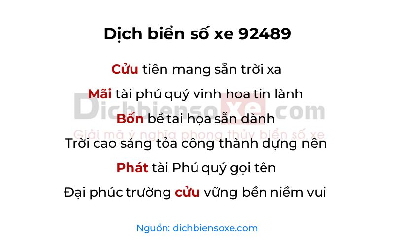 Dịch thơ biển số 92489
