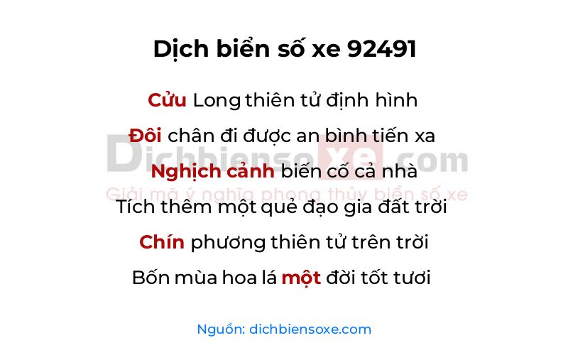 Dịch thơ biển số 92491