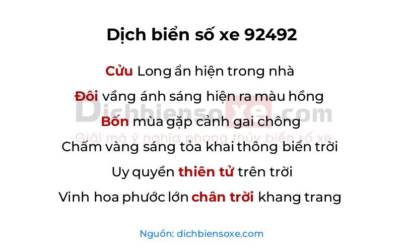 Dịch thơ biển số 92492