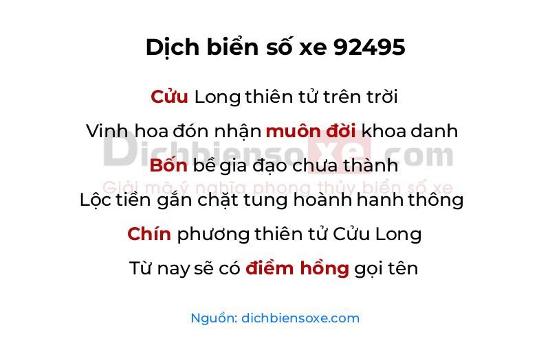 Dịch thơ biển số 92495