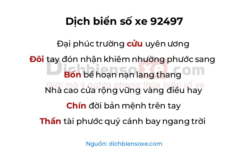 Dịch thơ biển số 92497