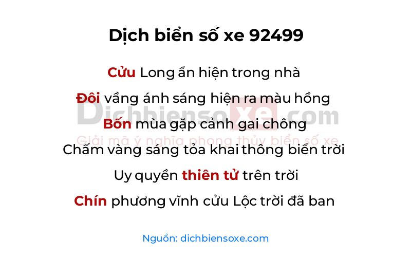 Dịch thơ biển số 92499