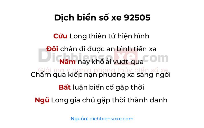 Dịch thơ biển số 92505