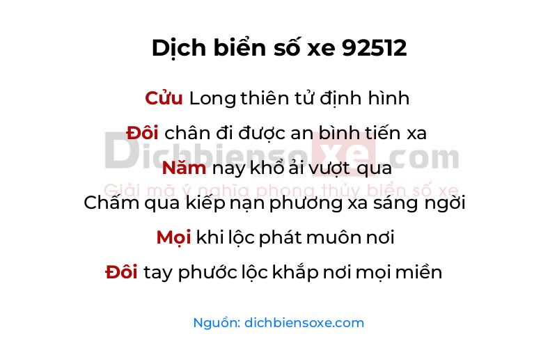 Dịch thơ biển số 92512