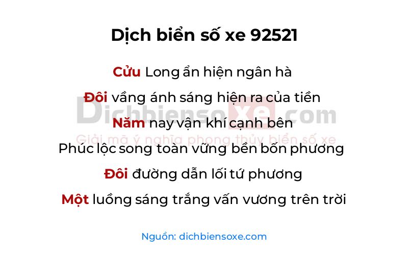 Dịch thơ biển số 92521