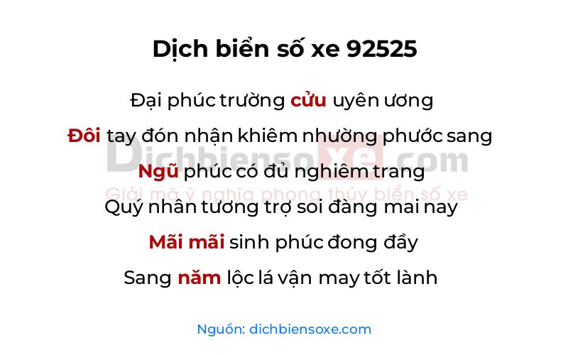 Dịch thơ biển số 92525