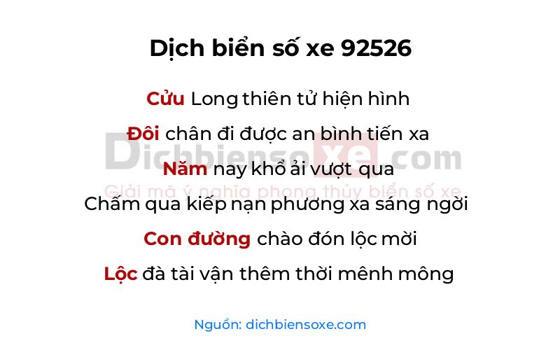 Dịch thơ biển số 92526