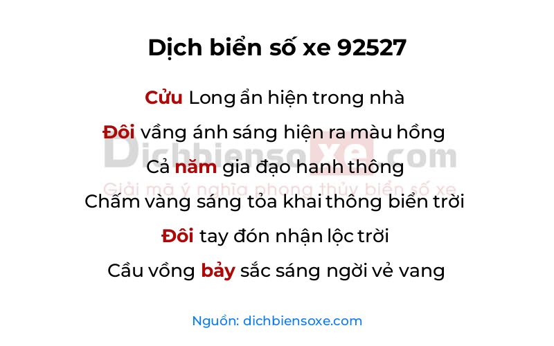 Dịch thơ biển số 92527