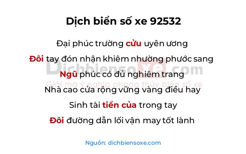 Dịch thơ biển số 92532