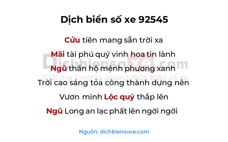 Dịch thơ biển số 92545