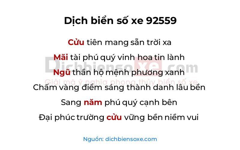 Dịch thơ biển số 92559