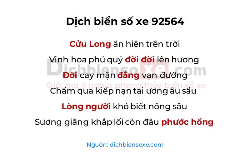 Dịch thơ biển số 92564
