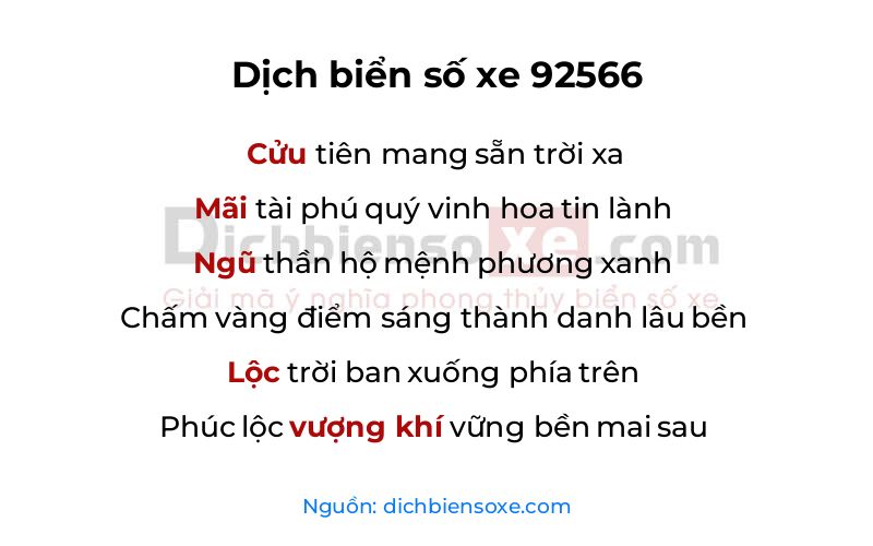 Dịch thơ biển số 92566
