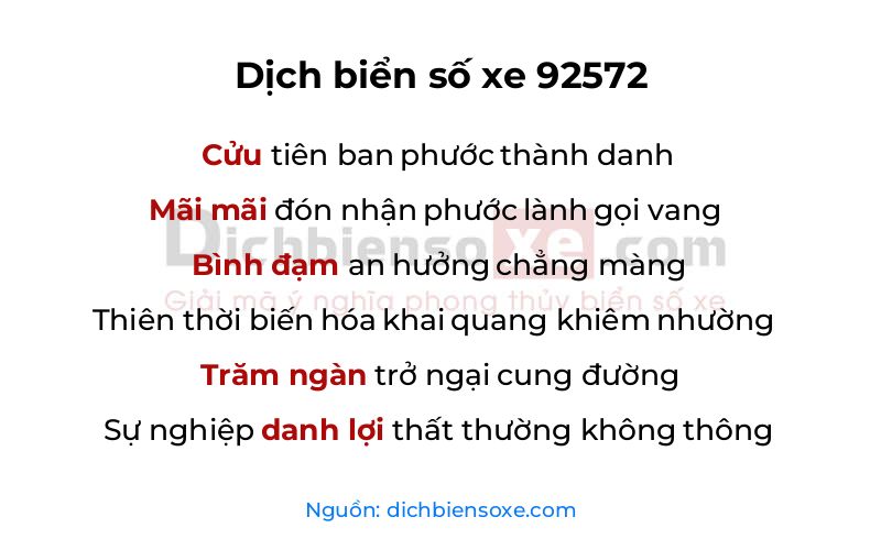 Dịch thơ biển số 92572