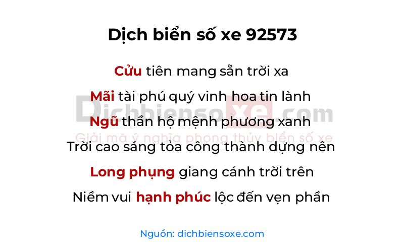 Dịch thơ biển số 92573