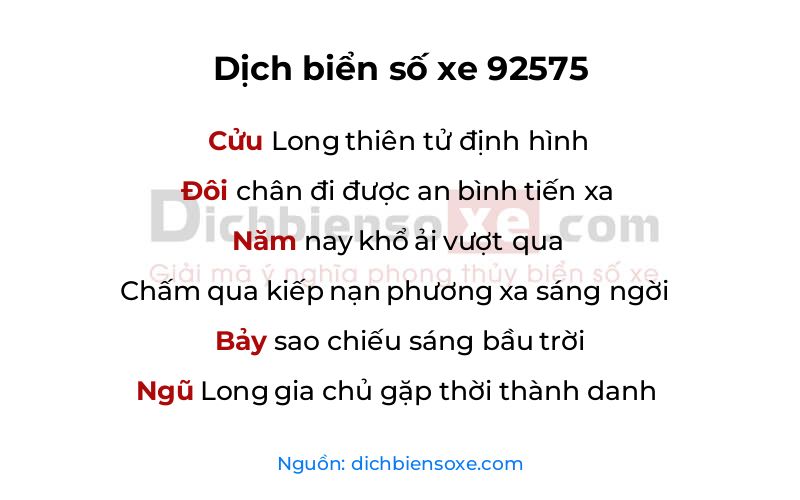 Dịch thơ biển số 92575