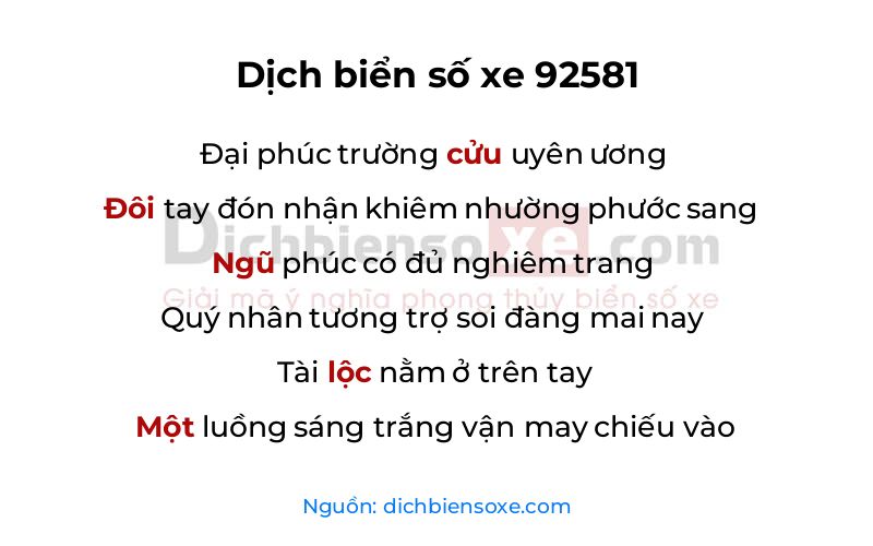 Dịch thơ biển số 92581