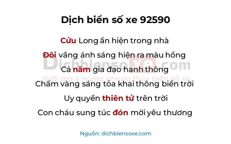 Dịch thơ biển số 92590