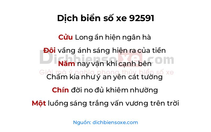 Dịch thơ biển số 92591