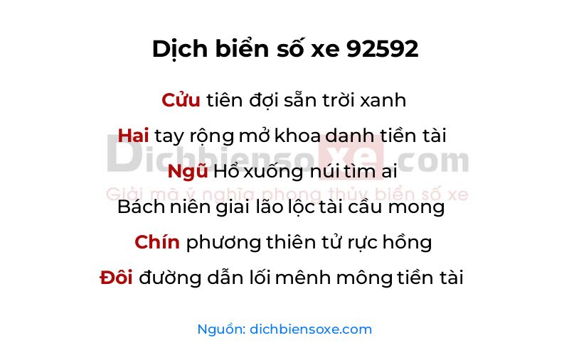 Dịch thơ biển số 92592