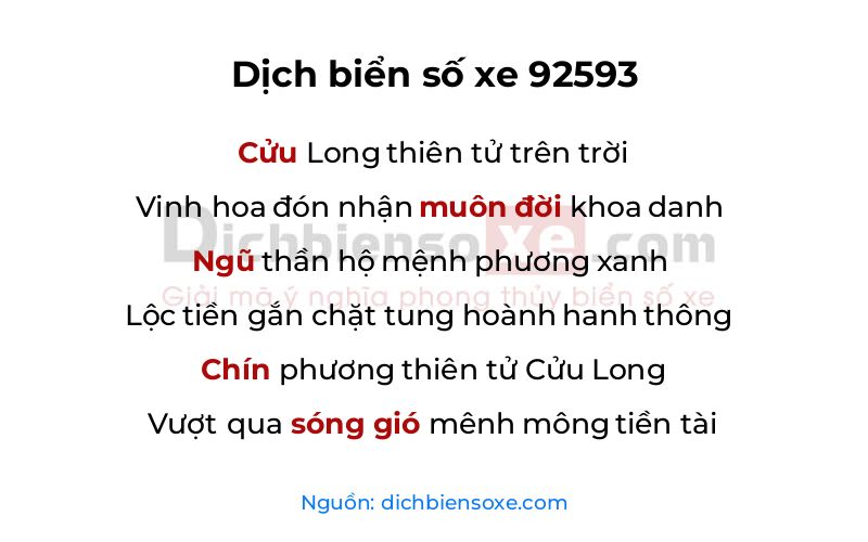 Dịch thơ biển số 92593