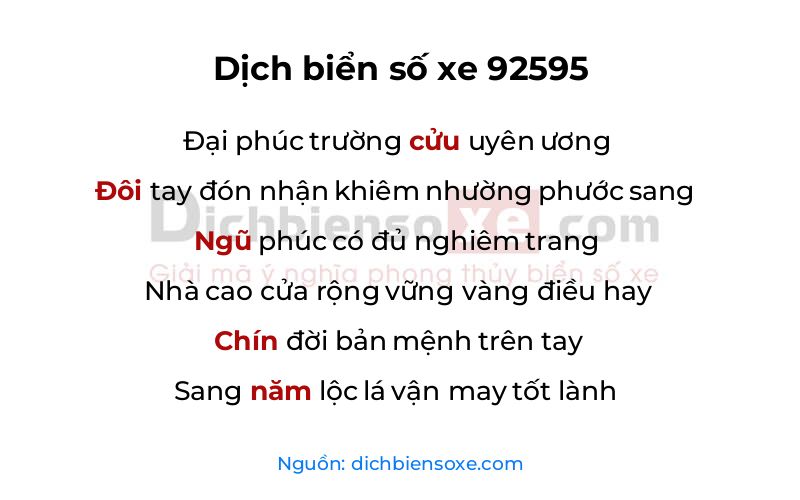 Dịch thơ biển số 92595