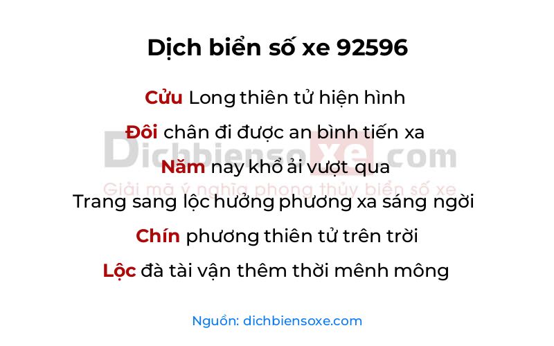 Dịch thơ biển số 92596