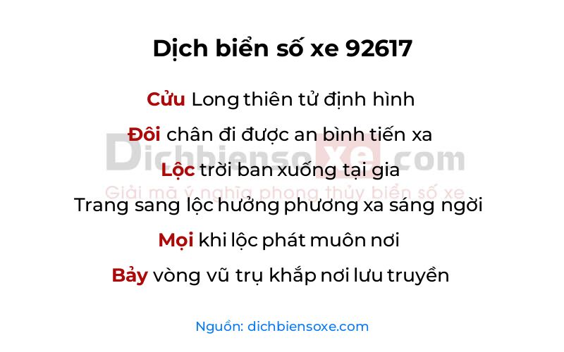 Dịch thơ biển số 92617