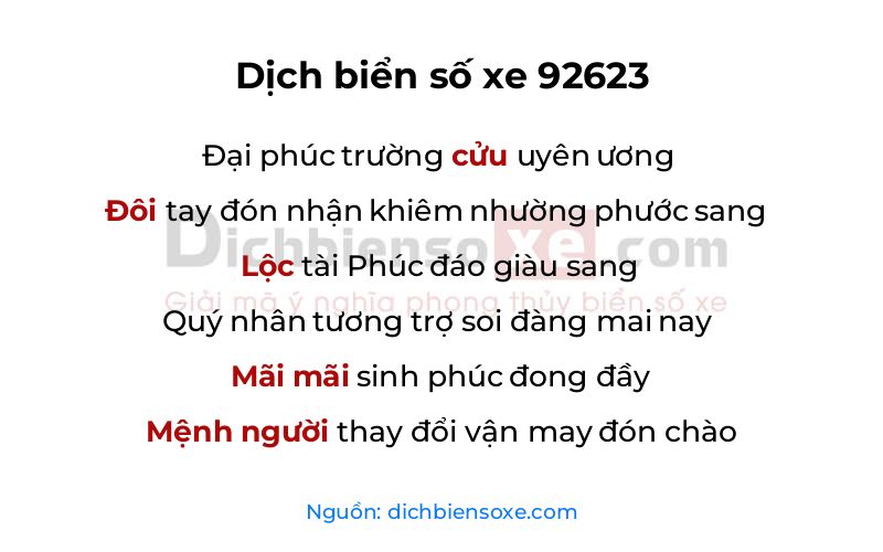 Dịch thơ biển số 92623