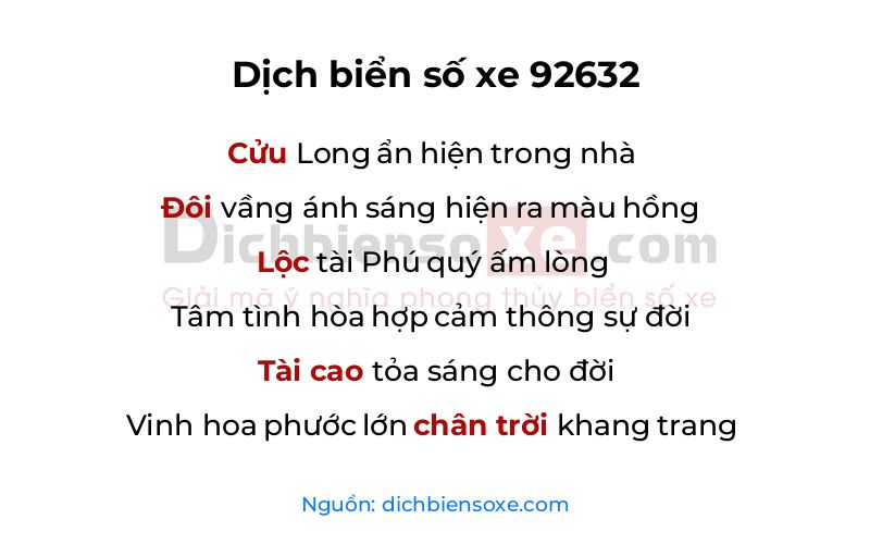 Dịch thơ biển số 92632