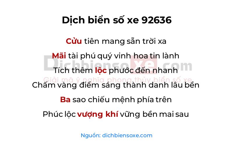 Dịch thơ biển số 92636