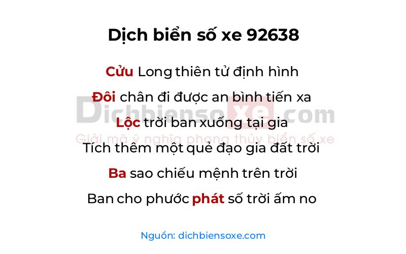 Dịch thơ biển số 92638
