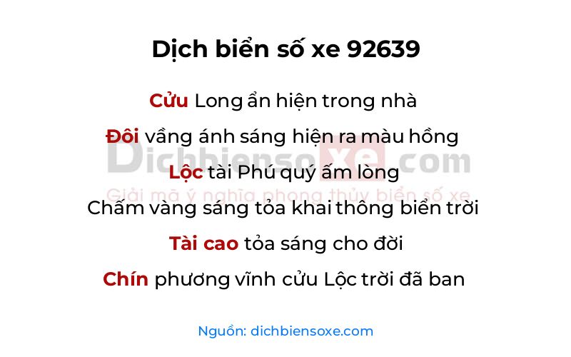 Dịch thơ biển số 92639