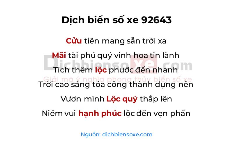 Dịch thơ biển số 92643