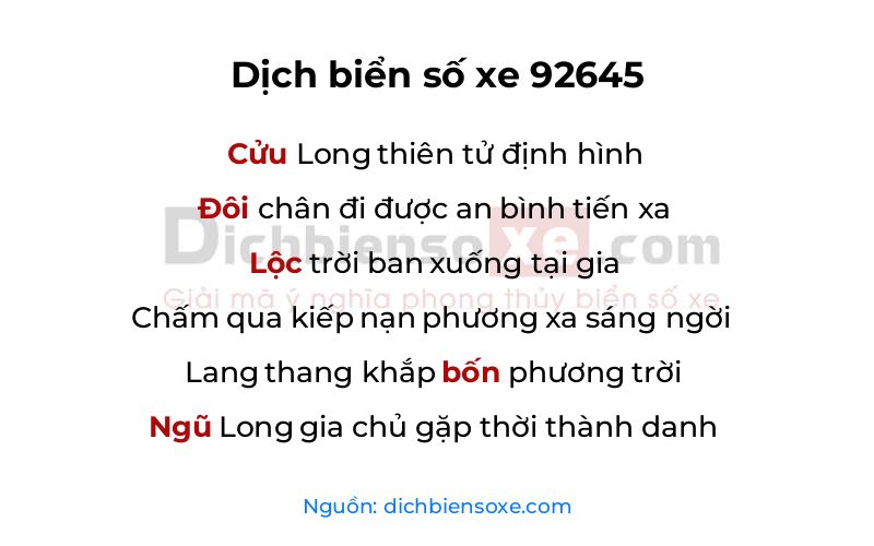 Dịch thơ biển số 92645