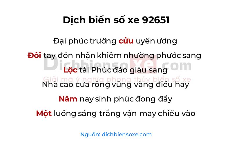 Dịch thơ biển số 92651