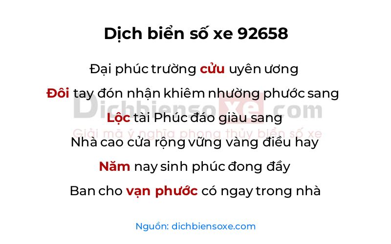 Dịch thơ biển số 92658